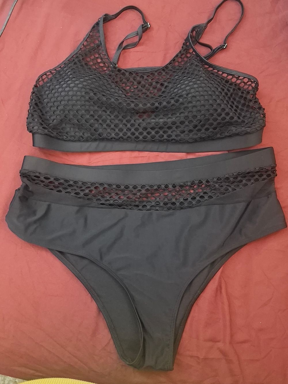 Black Mesh Two-Piece Bikini Set